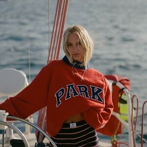 Red PARKE MockNeck - coastal collection - never worn